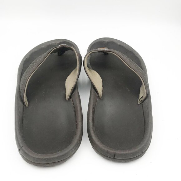 OLUKAI Brown Leather Flip Flop Thong Sandals Mens 10 - Picture 5 of 11